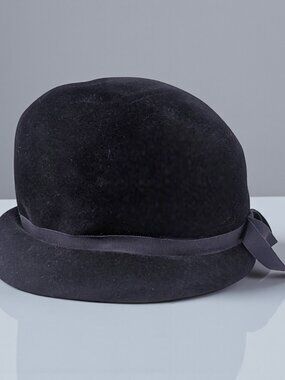 Vintage Firenze Blue Wool Felt Cloche Hat